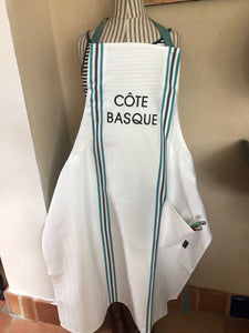 Apron in Chevron Honeycomb Cotton by Jean-Vier, "Côte Basque"