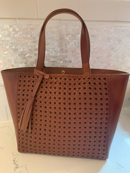 Small Shopper by Loxwood in "Caramel Brown with Cane woven side panels"