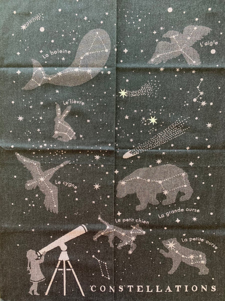 French Jacquard tea towel by Tissage Moutet "Constellations"
