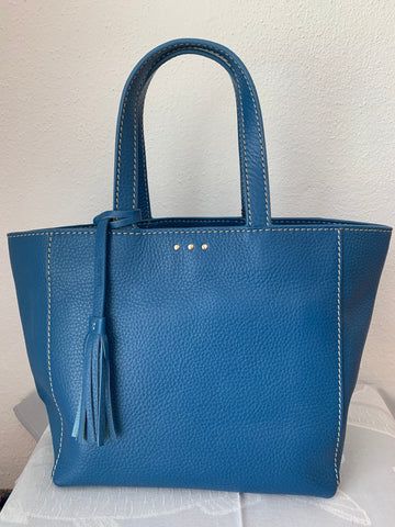Small Shopper by Loxwood "le Cabas Parisien" in "Denim Blue Leather"