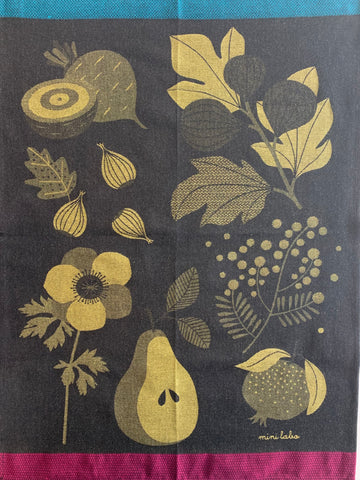 French Jacquard tea towel by Tissage Moutet "Vegetables and Fruits"