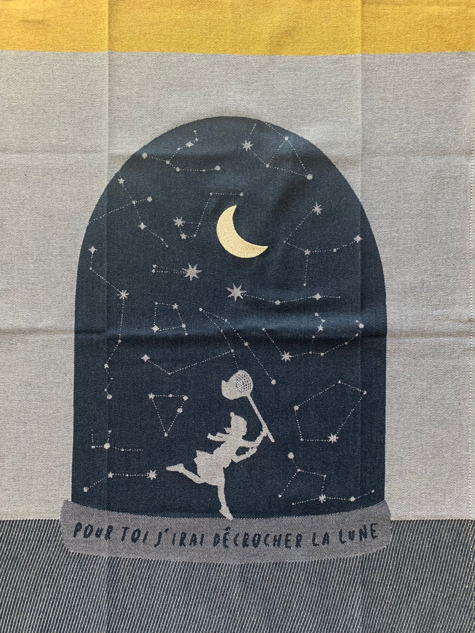 French Jacquard tea towel by Tissage Moutet "La Lune"