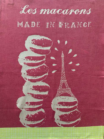 French Jacquard tea towel by Tissage Moutet "Macarons"