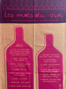 French Jacquard tea towel by Tissage Moutet "Les Mots de Vin"