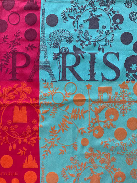 French Jacquard tea towel by Tissage Moutet "Paris Monuments"