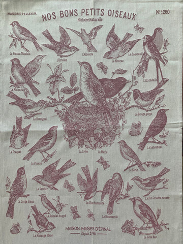 French Jacquard tea towel by Tissage Moutet "Petits Oiseaux"