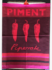 Small French Jacquard tea towel by Jean-Vier, "Piment"