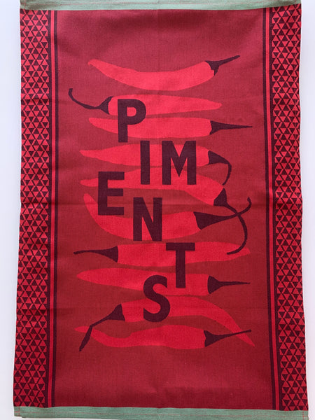French Jacquard tea towel by Jean-Vier, "Piments"
