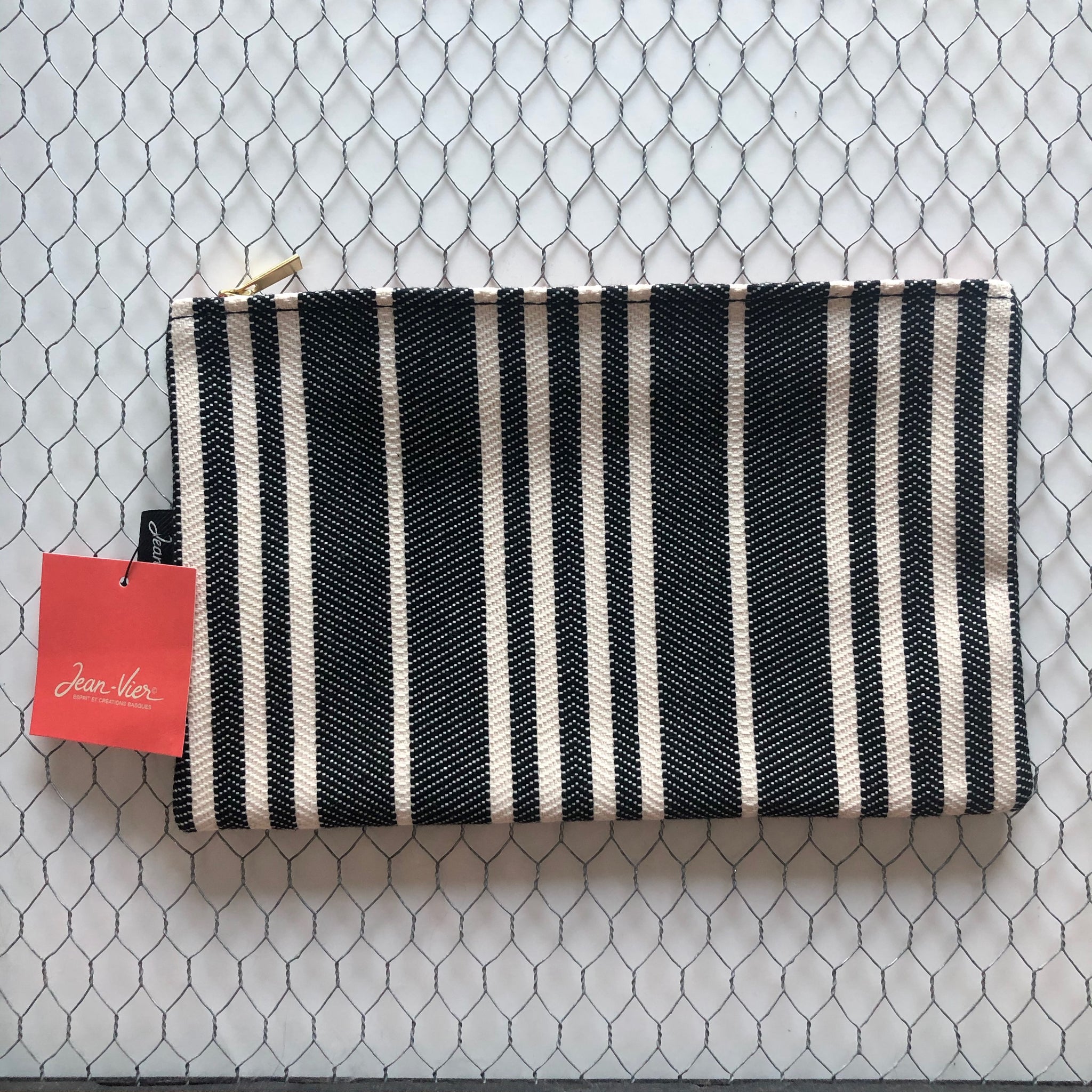 Zippered clutch bag "Black and white" by Jean-Vier "Pochette"