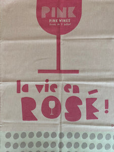 French Jacquard tea towel by Tissage Moutet "Rosé Wine"