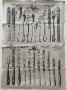 French Jacquard tea towel by Tissage Moutet "Silverware"