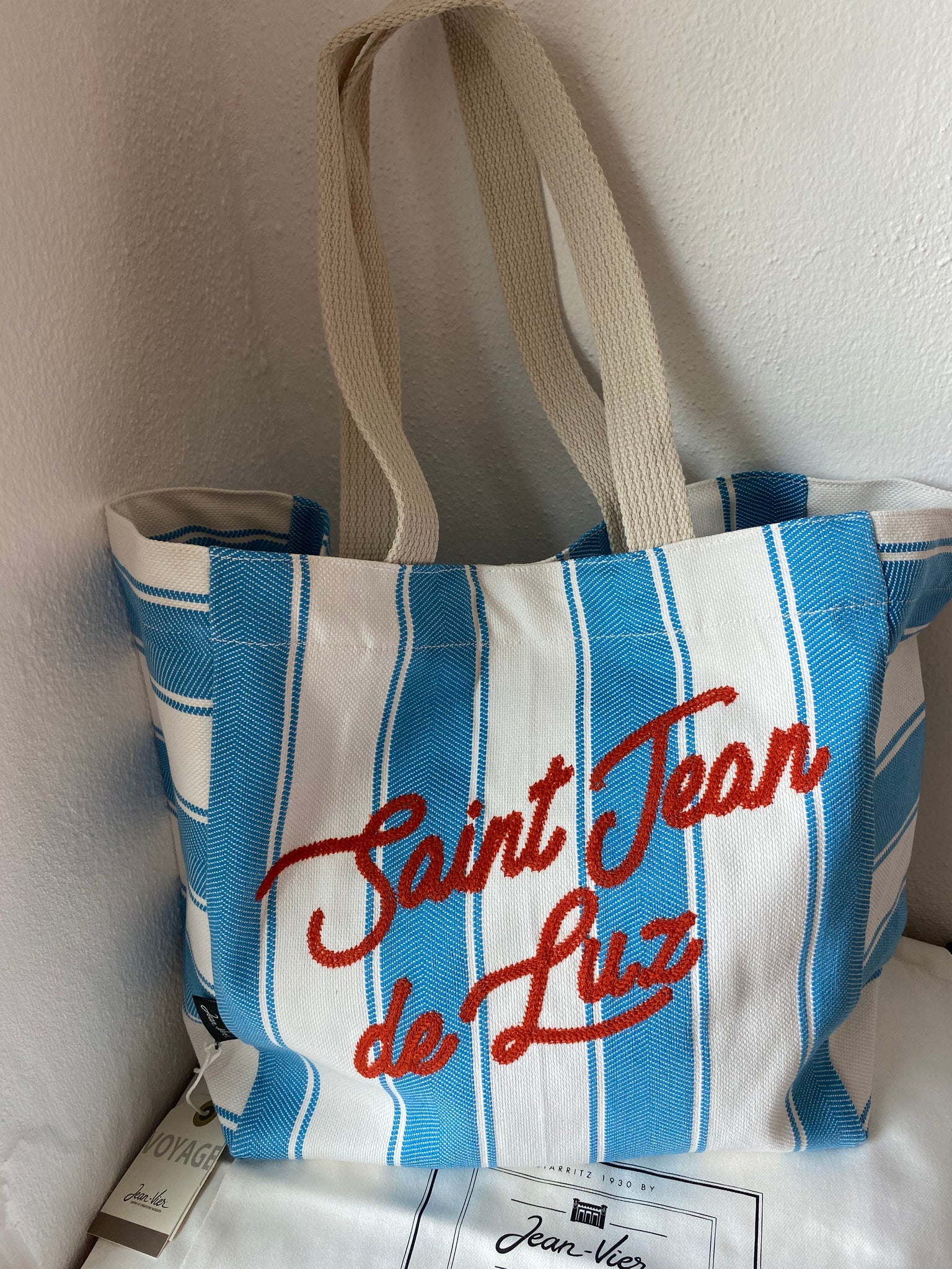 Beach bag, embroidered "Saint Jean" by Jean-Vier "Sac de Plage"