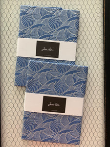 French Jacquard tea towel by Jean-Vier, "Vagues Bleues"