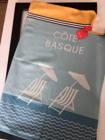 French Jacquard tea towel by Jean-Vier, "Côte Basque"